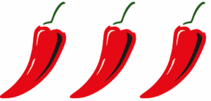 Icône de trois piments rouges pour la provocation extrême et l'Interdit Absolu de la collection Shocking de The Shocking Company.