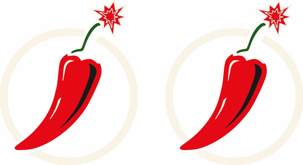 Icône 2 piments : niveau de choc moyen, satire dérangeante et choc amical.