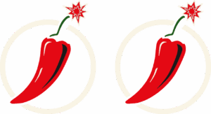 Icône 2 piments : niveau de choc moyen, satire dérangeante et choc amical.