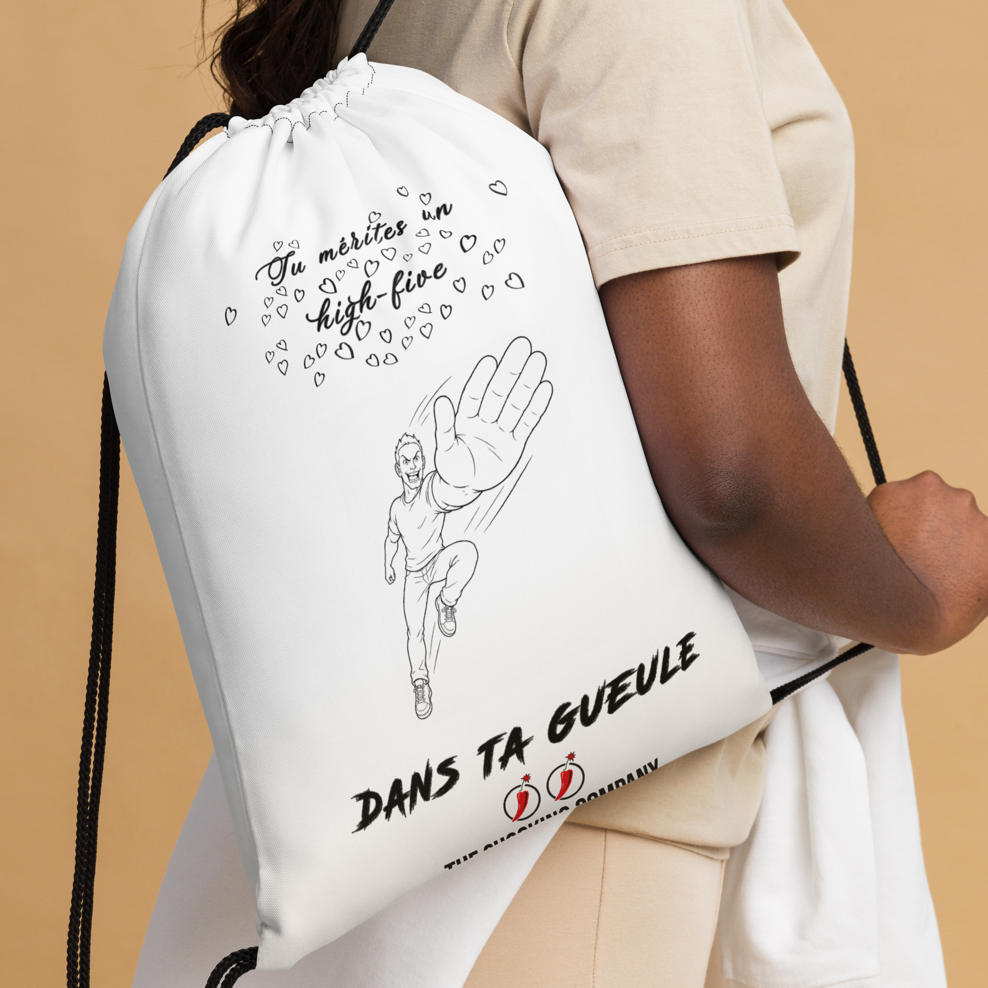 High-five dans ta gueule 🌶️🌶️ Sac à cordon – Image 2