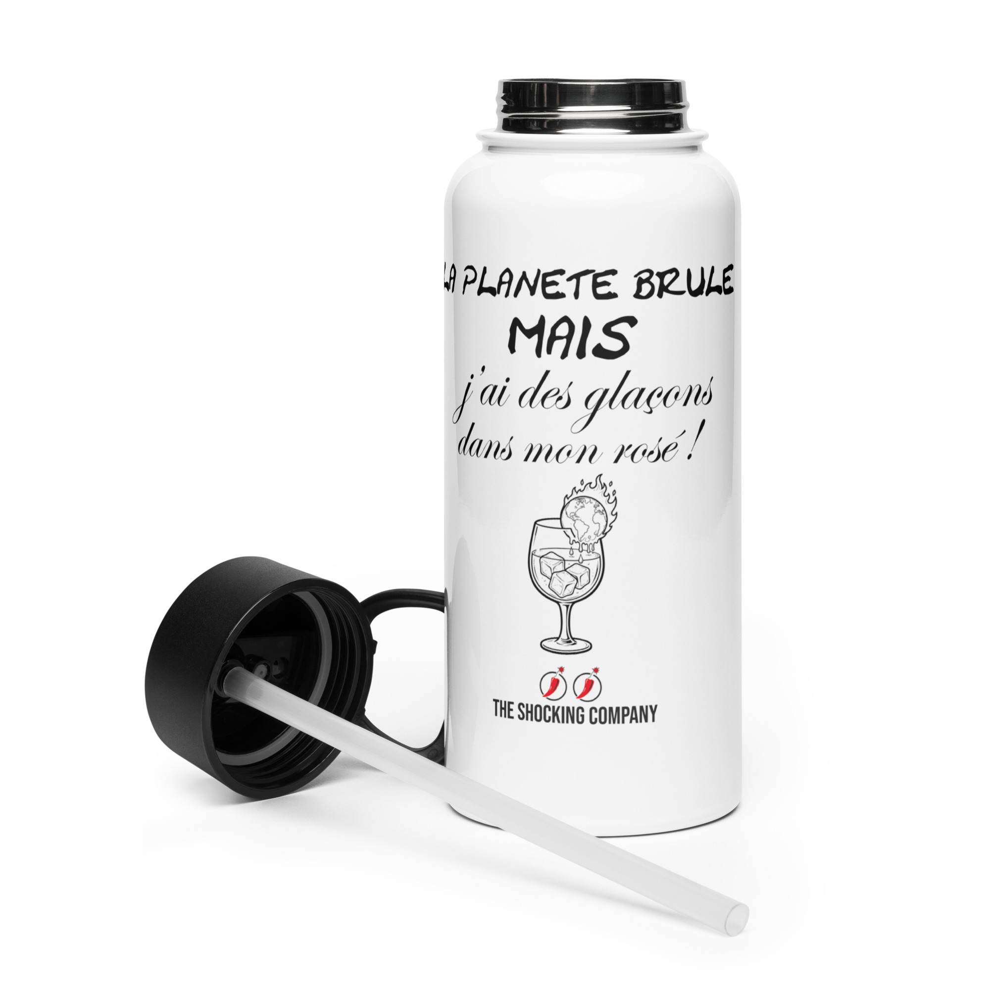 La planète brûle MAIS 🌶️🌶️Gourde avec paille 950 ml – Image 2