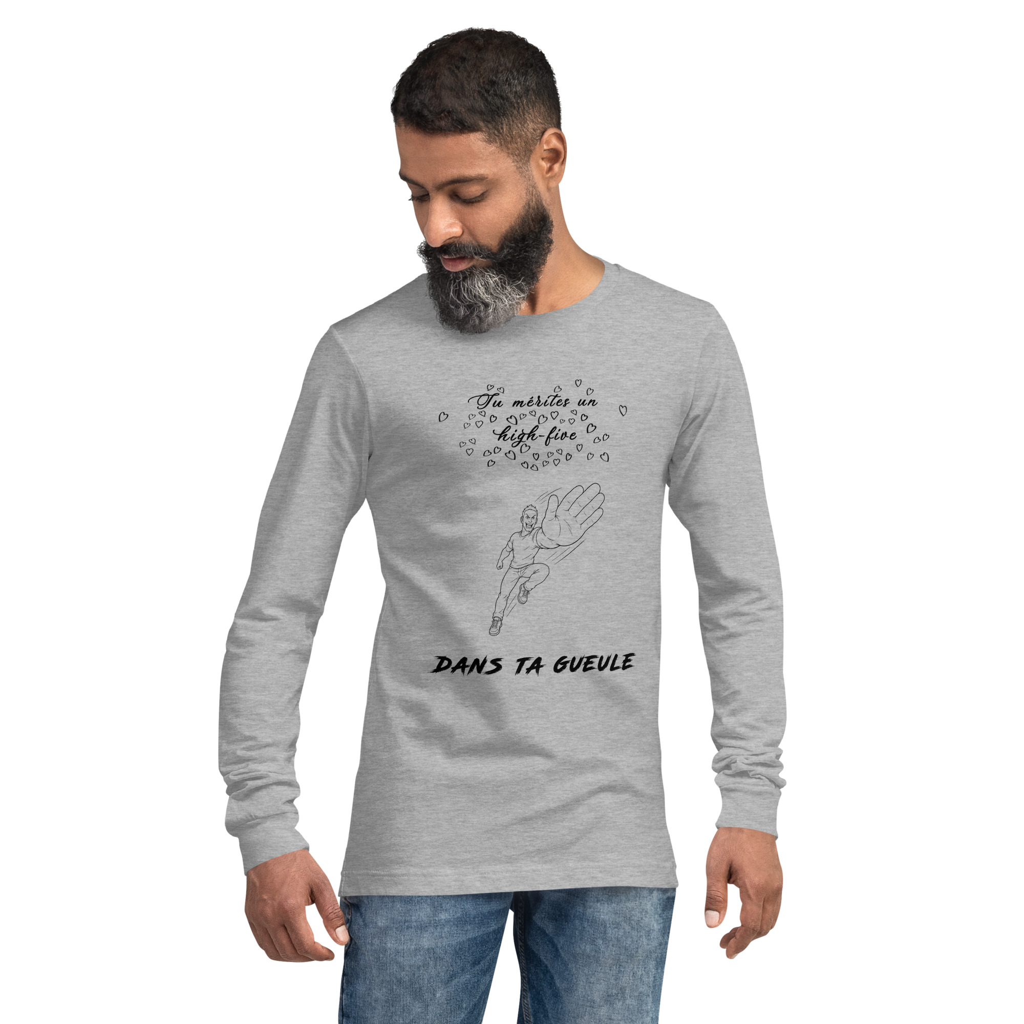 Tu mérites un high-five dans ta gueule 🌶️🌶️ T-shirt manches longues – Image 3
