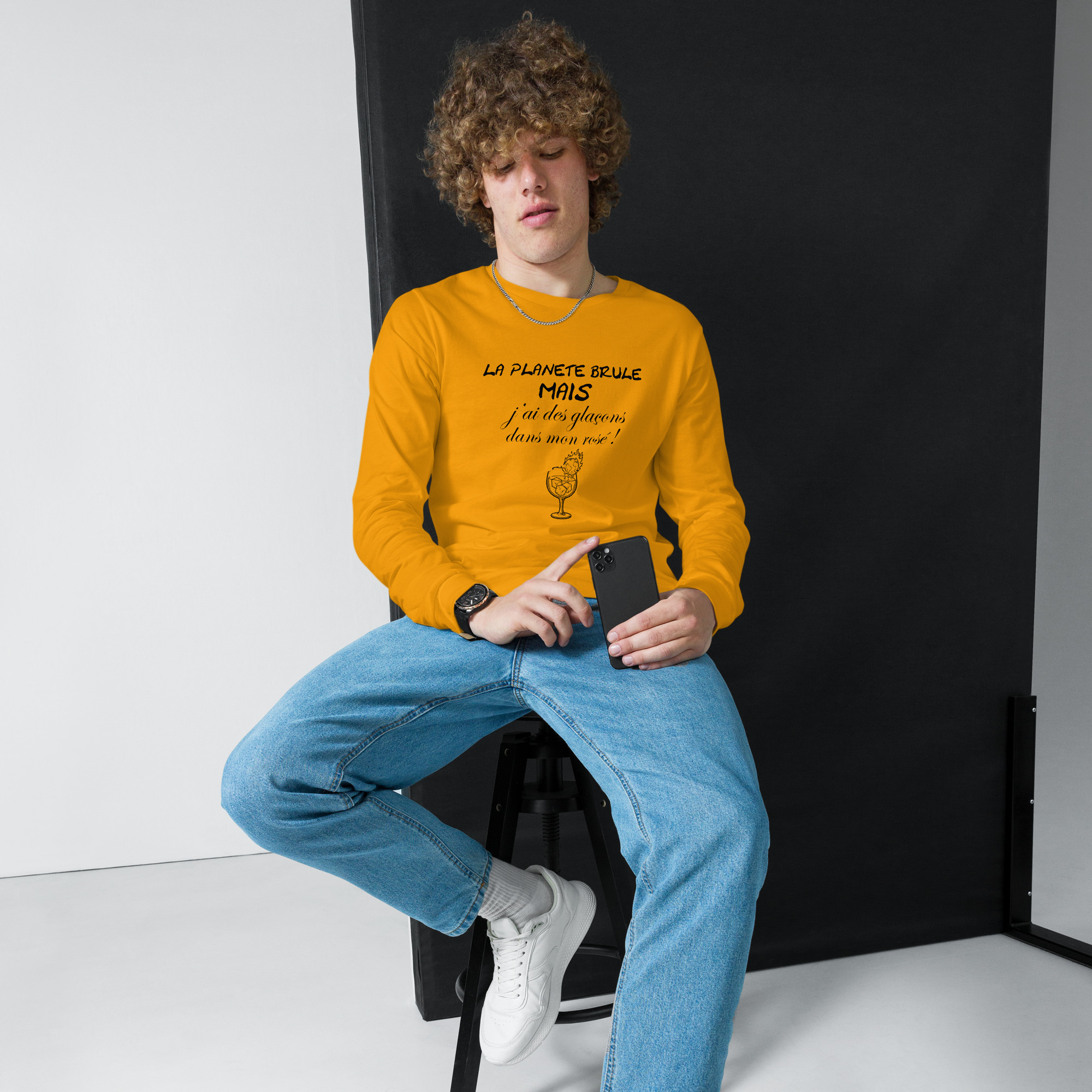 La planète brûle MAIS 🌶️🌶️ T-shirt manches longues – Image 3