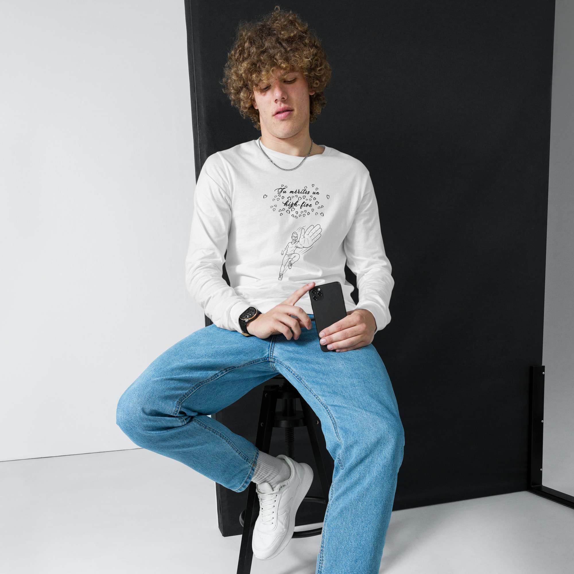 Tu mérites un high-five dans ta gueule 🌶️🌶️ T-shirt manches longues – Image 4
