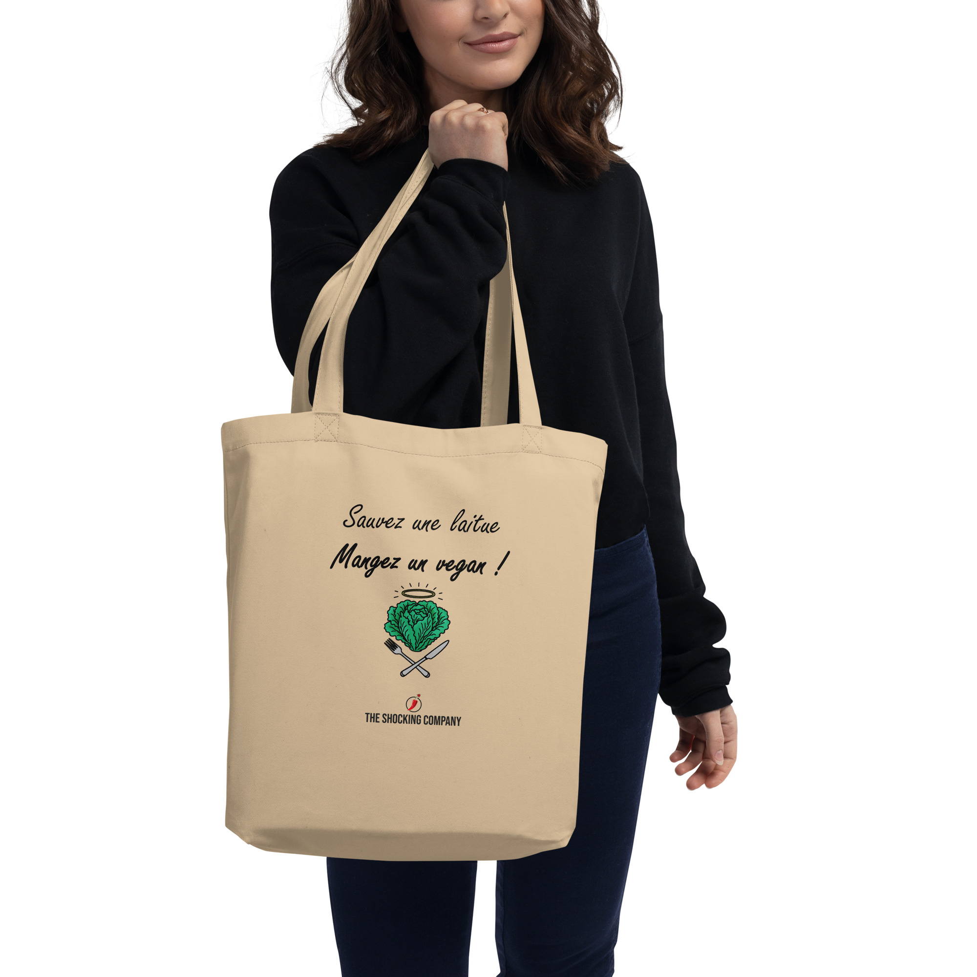 Sauvez une laitue, mangez un vegan !🌶️Tote Bag Bio – Image 2