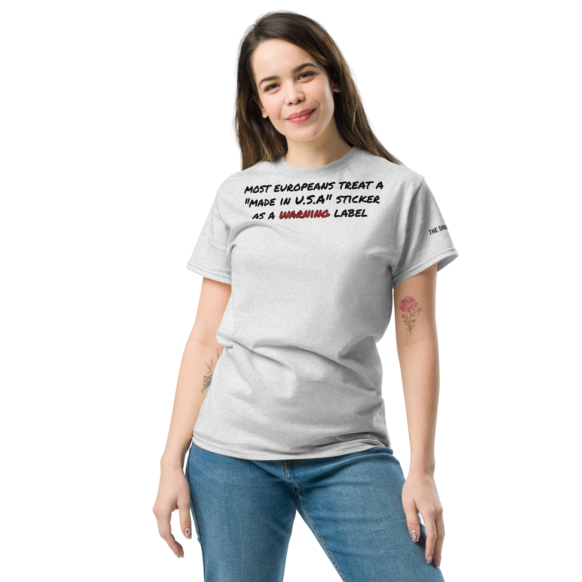Made in USA Warning Label🌶️ T-shirt col rond unisexe – Image 6