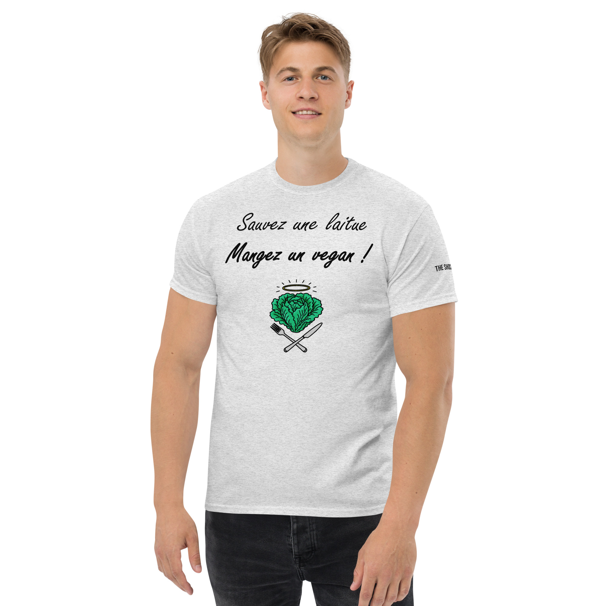 Sauvez une laitue, mangez un vegan 🌶️T-shirt col rond – Image 4