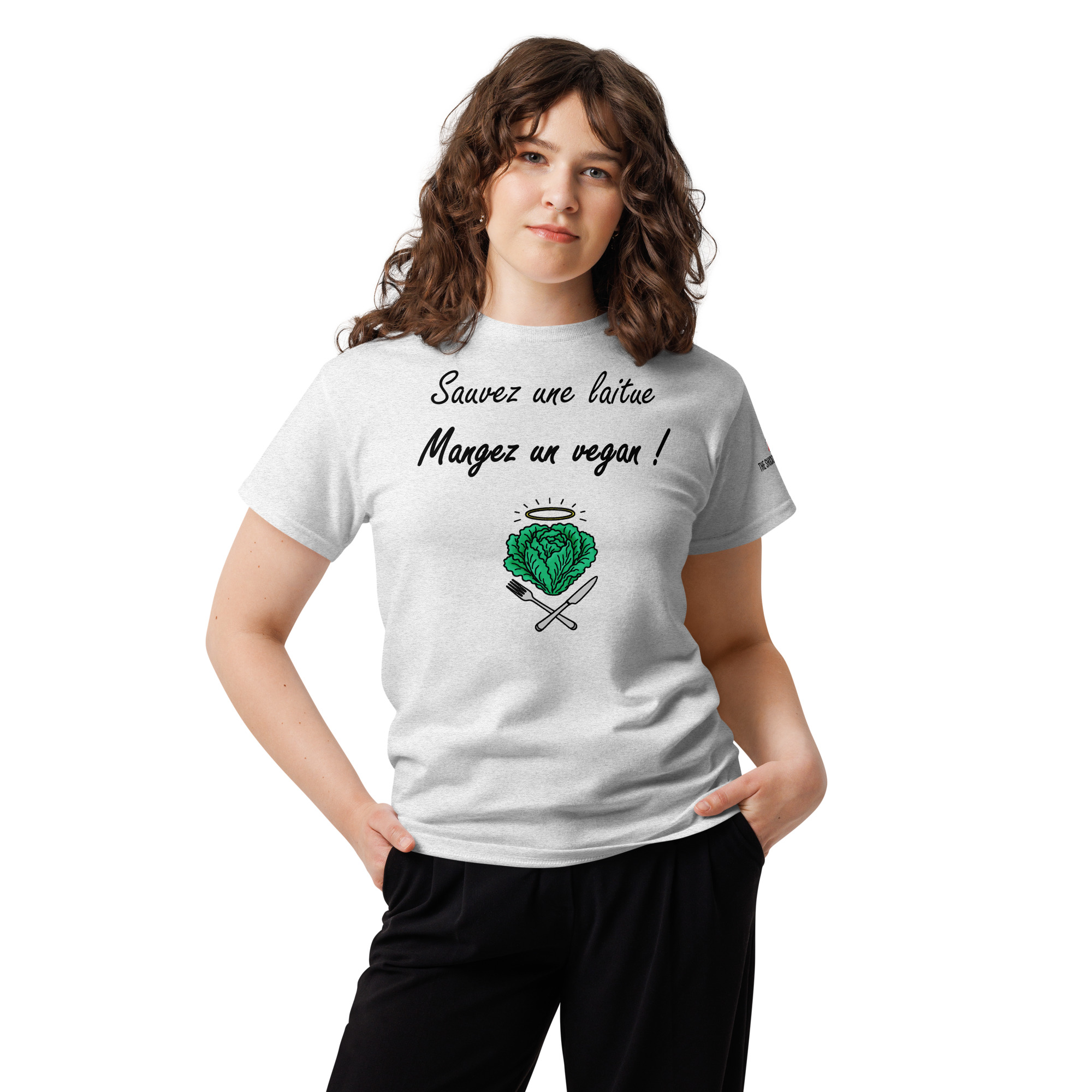 Sauvez une laitue, mangez un vegan 🌶️T-shirt col rond – Image 5