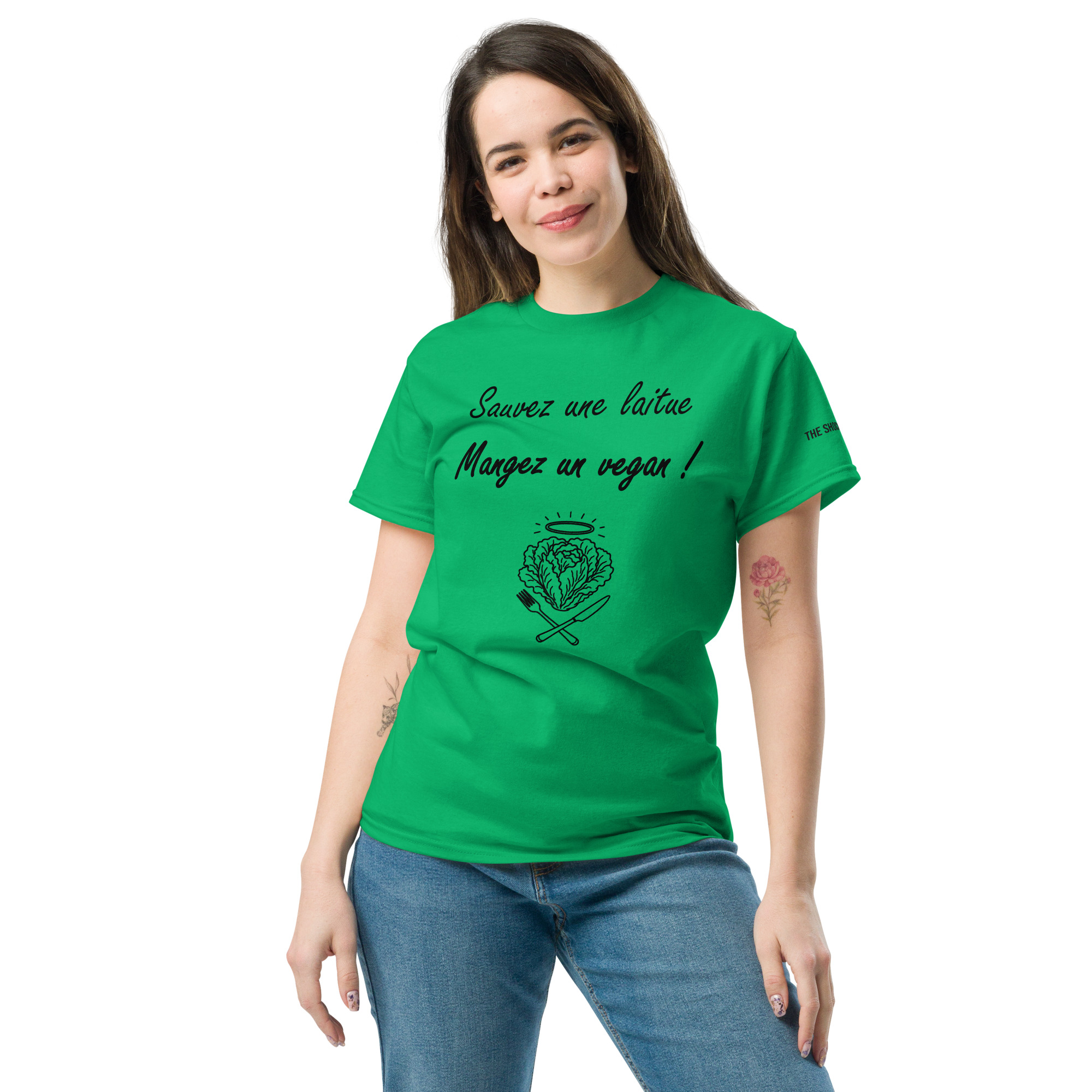 Sauvez une laitue, mangez un vegan 🌶️T-shirt col rond – Image 2