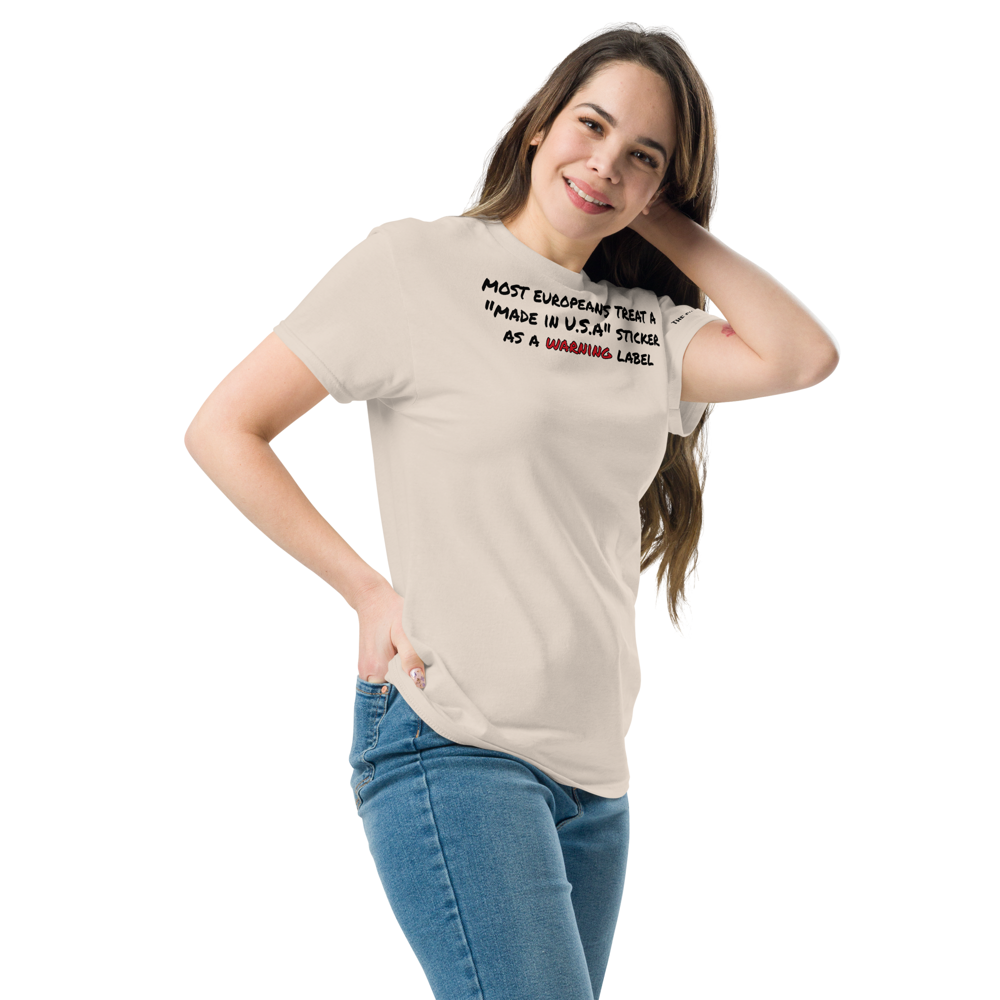 Made in USA Warning Label🌶️ T-shirt col rond unisexe – Image 5