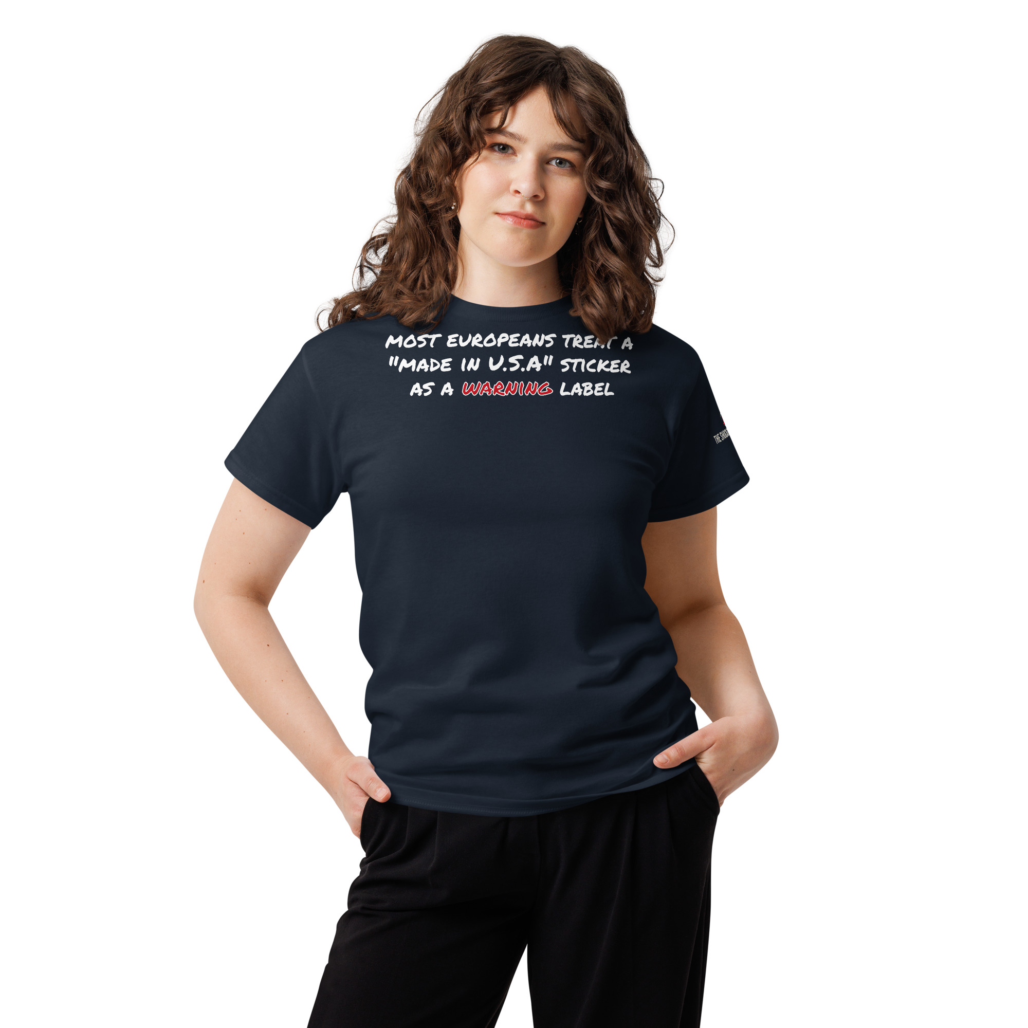 Made in USA Warning Label🌶️ T-shirt col rond unisexe – Image 3
