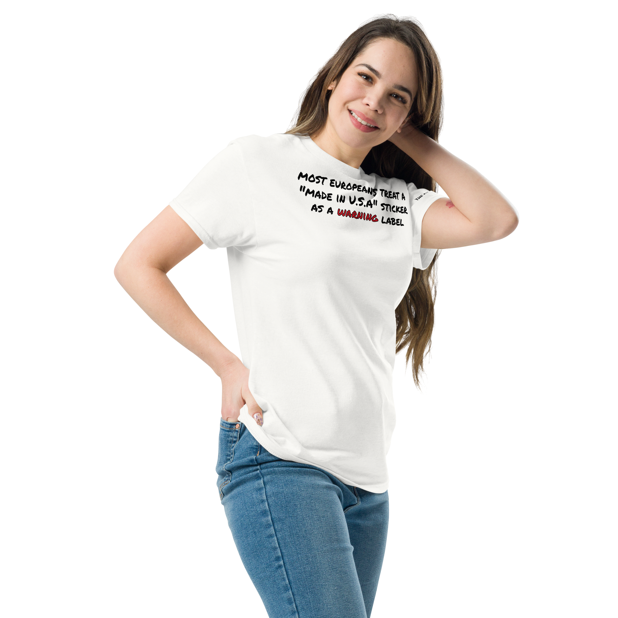 Made in USA Warning Label🌶️ T-shirt col rond unisexe – Image 7