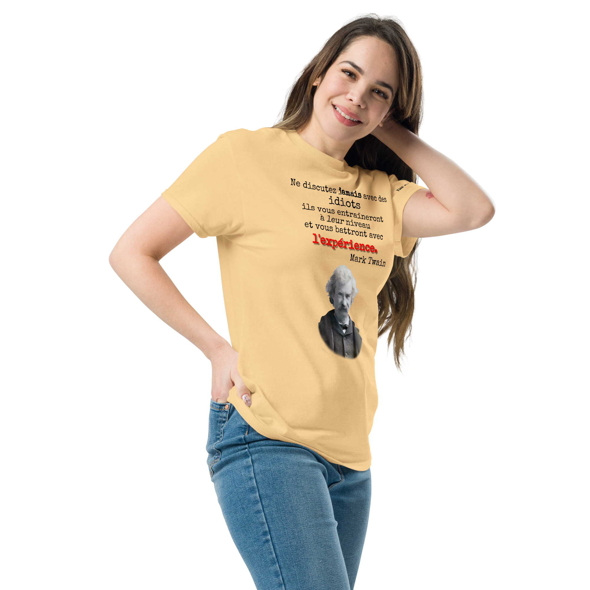 Les idiots gagneront avec l’expérience - Mark Twain 🌶️ T-shirt col rond – Image 5