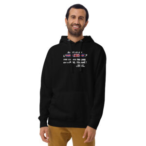 Hoodie avec design typographique Angleterre en grandes lettres aux couleurs britanniques, inspiré d’une citation de Georges Clémenceau.