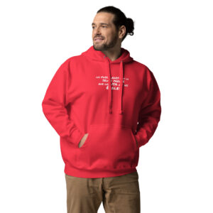 Hoodie portant la phrase « Les fusillades sont la seule preuve que les USA ont des écoles », satire noire sur les armes et la sécurité scolaire aux États-Unis.