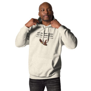 Sweat-shirt satirique avec vautour cartoon aux ailes déployées et halo doré, détournant avec humour le verbe voler en politique.